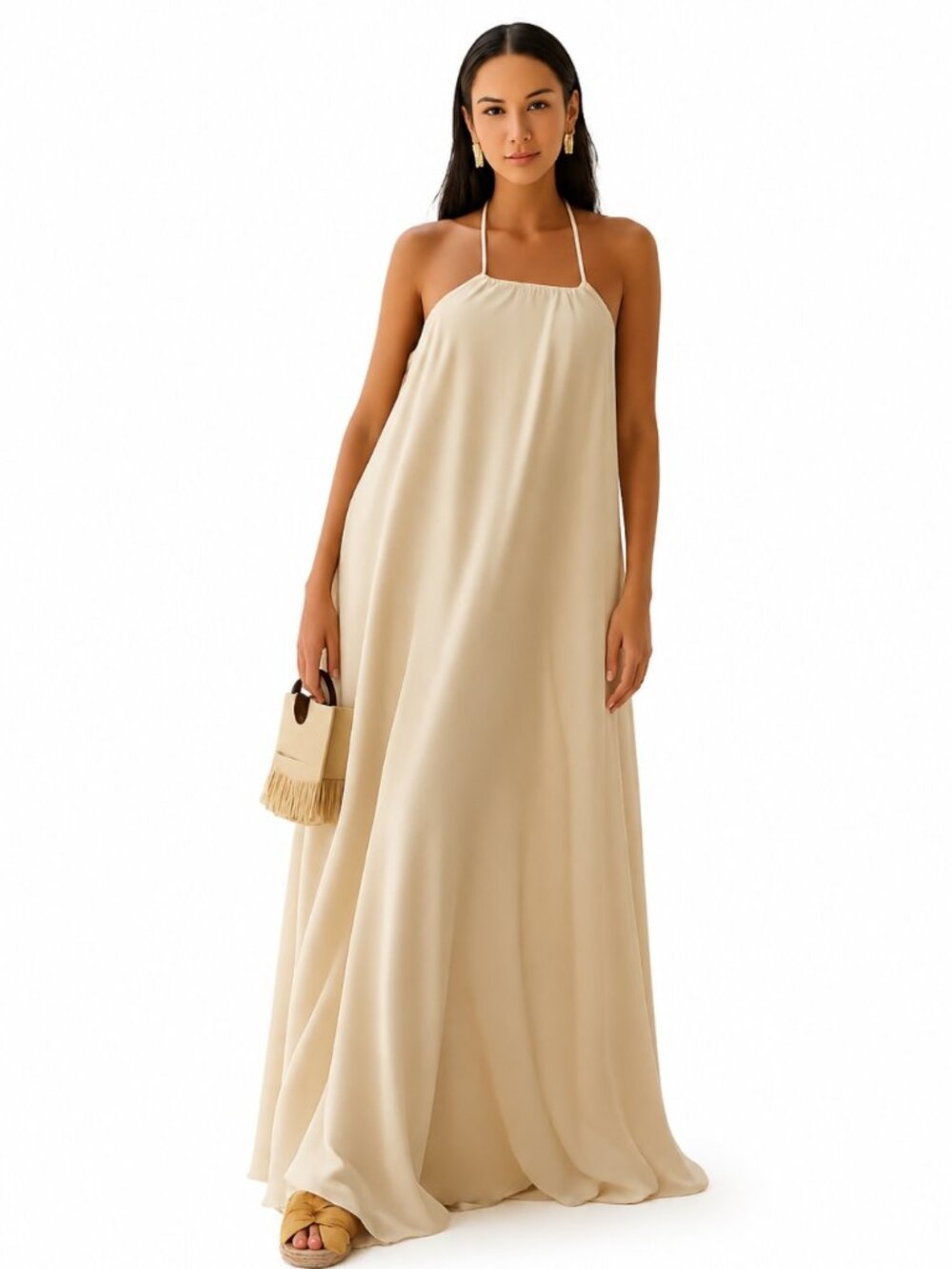 NEW Andrea Iyamah Essi Maxi Dress – Limestone – Size M (UK 10 / US 8)
